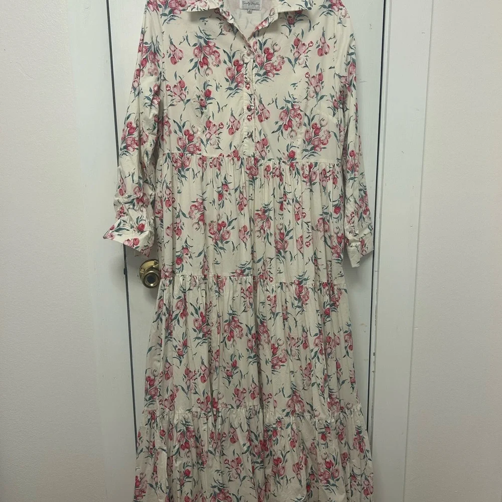 Dainty Jewells Floral Long Sleeve Dress - Pink and Cream - Picture 1 of 7